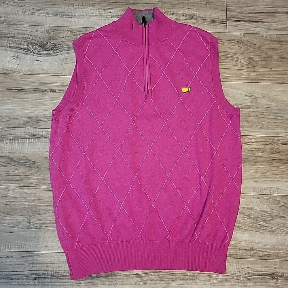 Masters Clubhouse Collection Vest Mens Size L Cashmere Blend Sweater Quater Zip